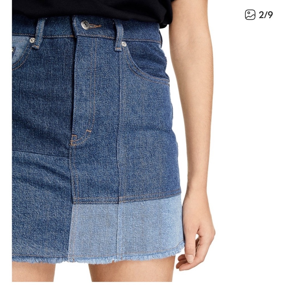 The Kooples Blue Patchwork Denim Skirt